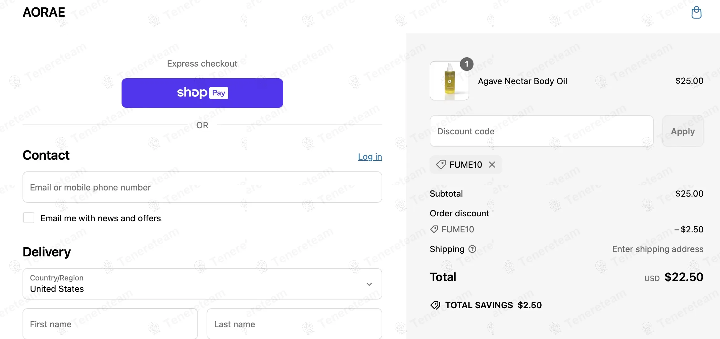 Aorae coupon code: 10% off with FUME10. Tested and valid as 1 year ago.