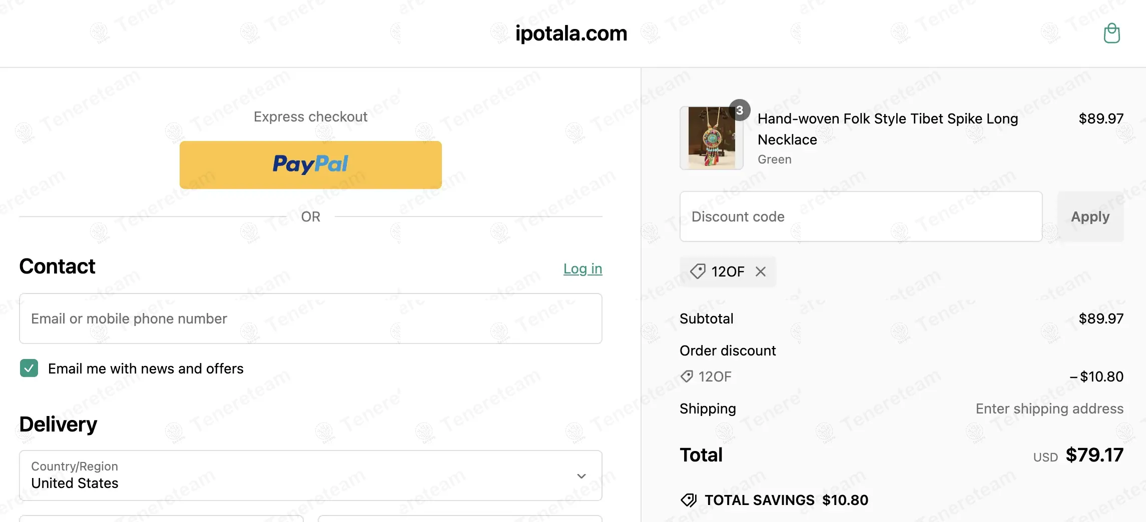Ipotala coupon code: 12% off with 12OF. Tested and valid as 1 year ago.