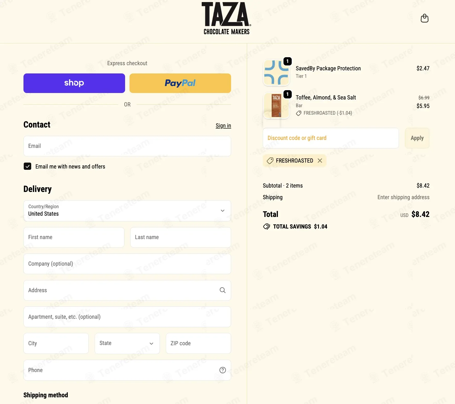 Taza Chocolate coupon code: 15% off with FRESHROASTED. Tested and valid as 1 month ago.