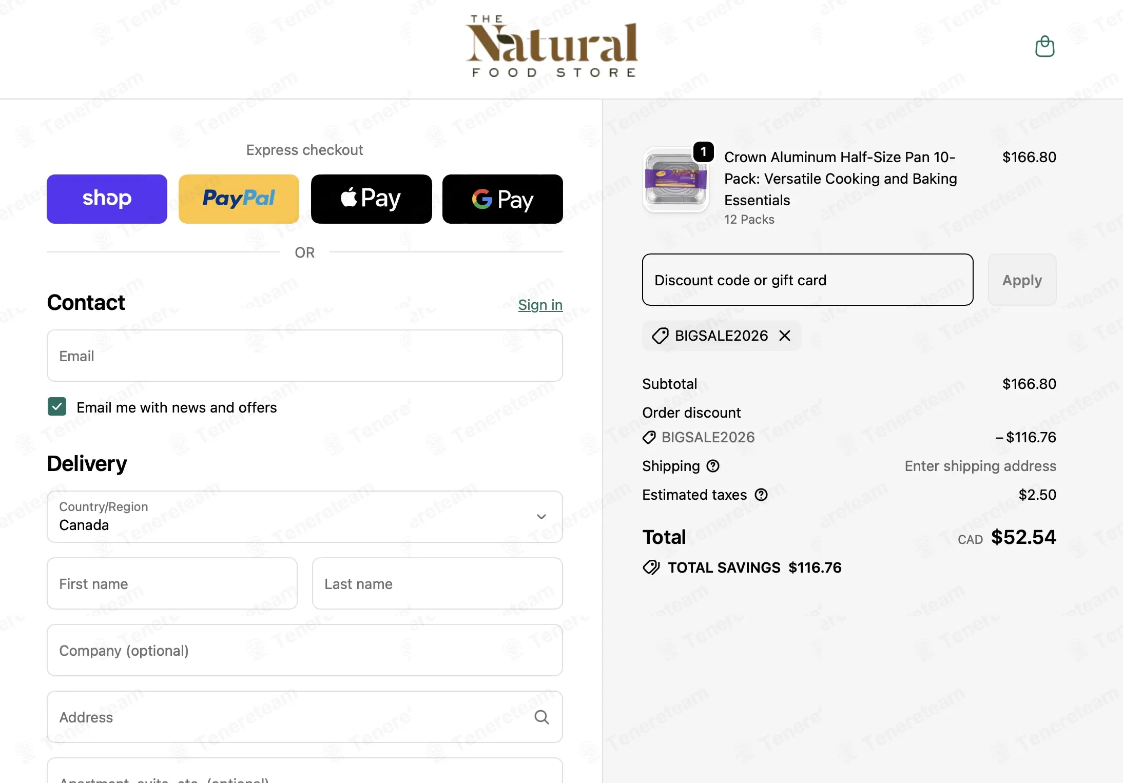 The Natural Food Store CA coupon code: 70% off with BIGSALE2026. Tested and valid as 4 months ago.