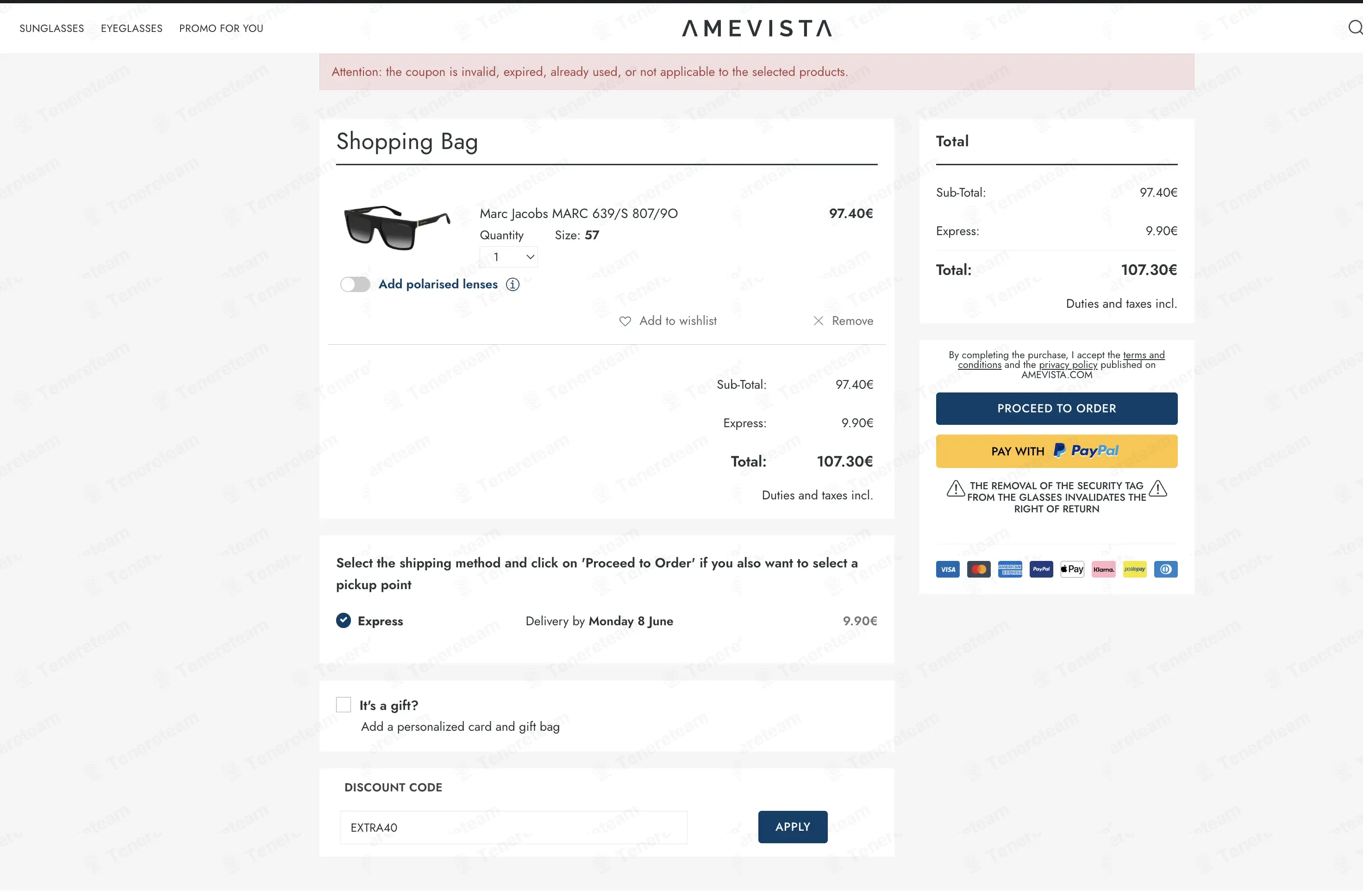 Amevista coupon code: 40% off with EXTRA40. Tested and valid as 6 days ago.