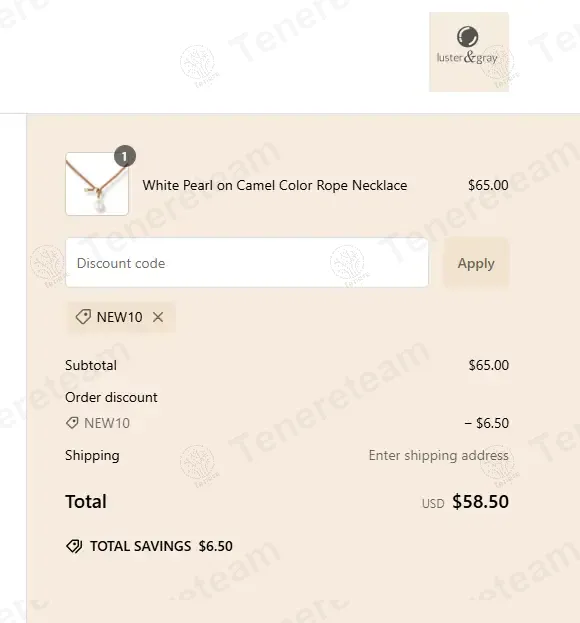 Luster And Gray apply coupon code