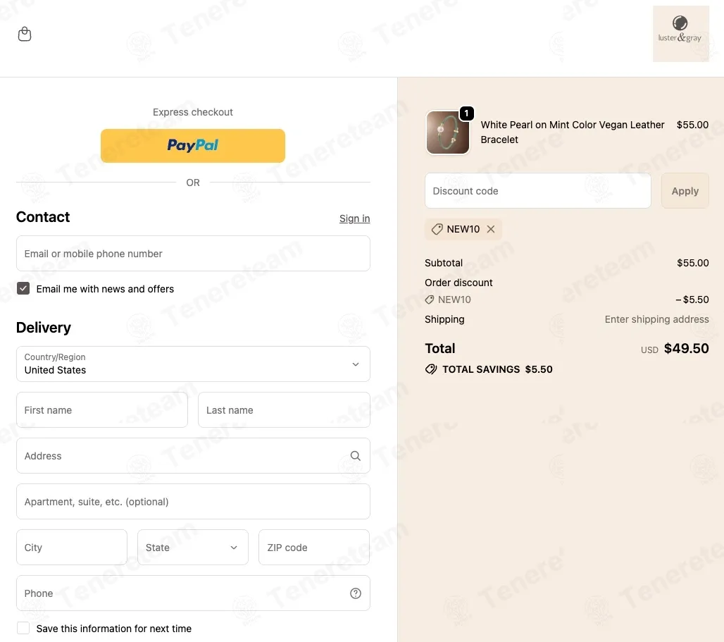 Luster And Gray coupon code: 10% off with NEW10. Tested and valid as 5 months ago.