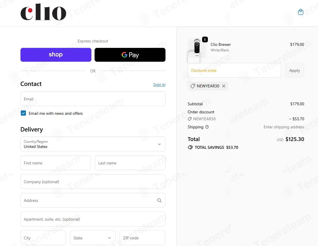 Clio Coffee coupon code: 30% off with NEWYEAR30. Tested and valid as 1 week ago.