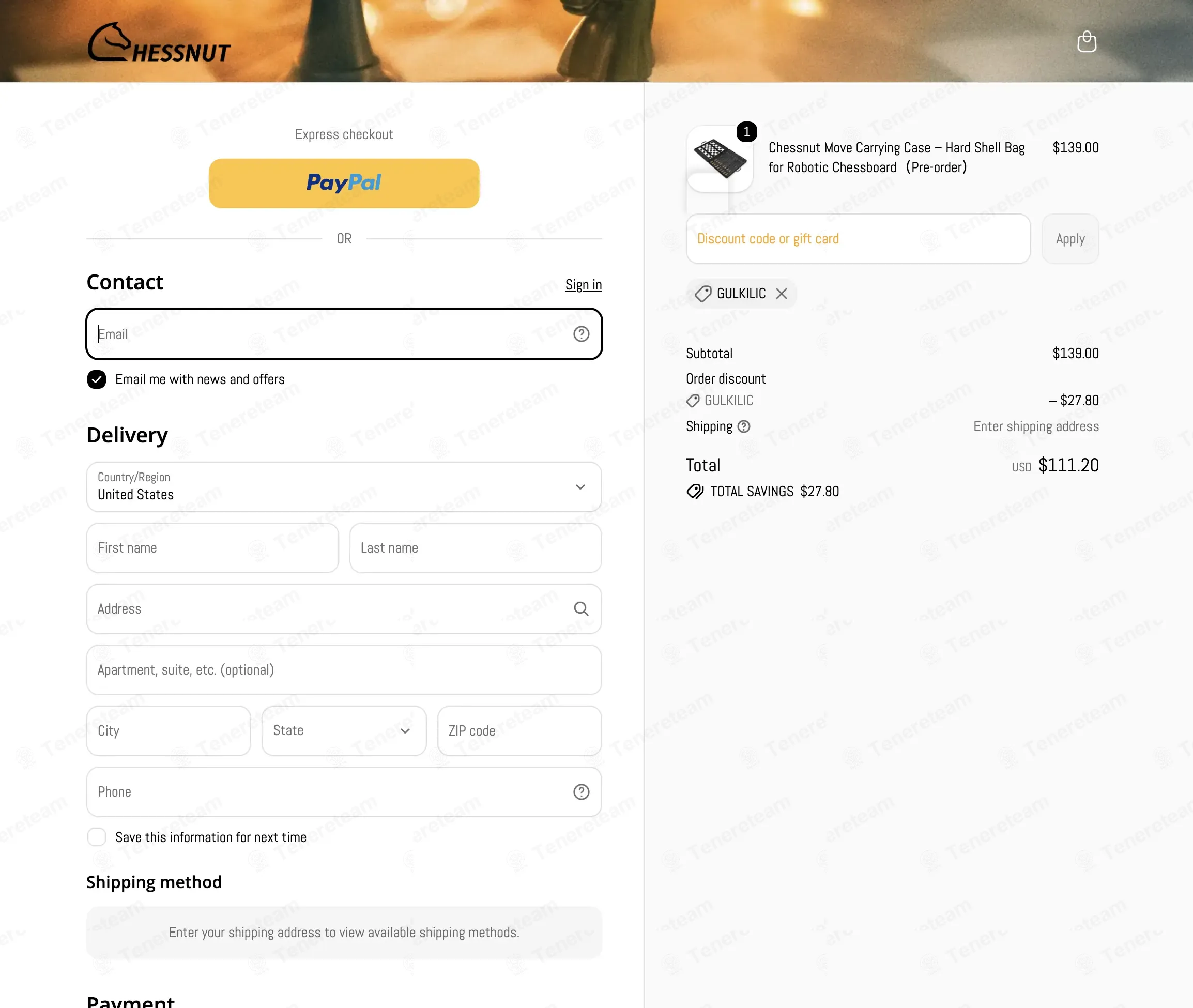 Chessnu Tech coupon code verified as working at checkout