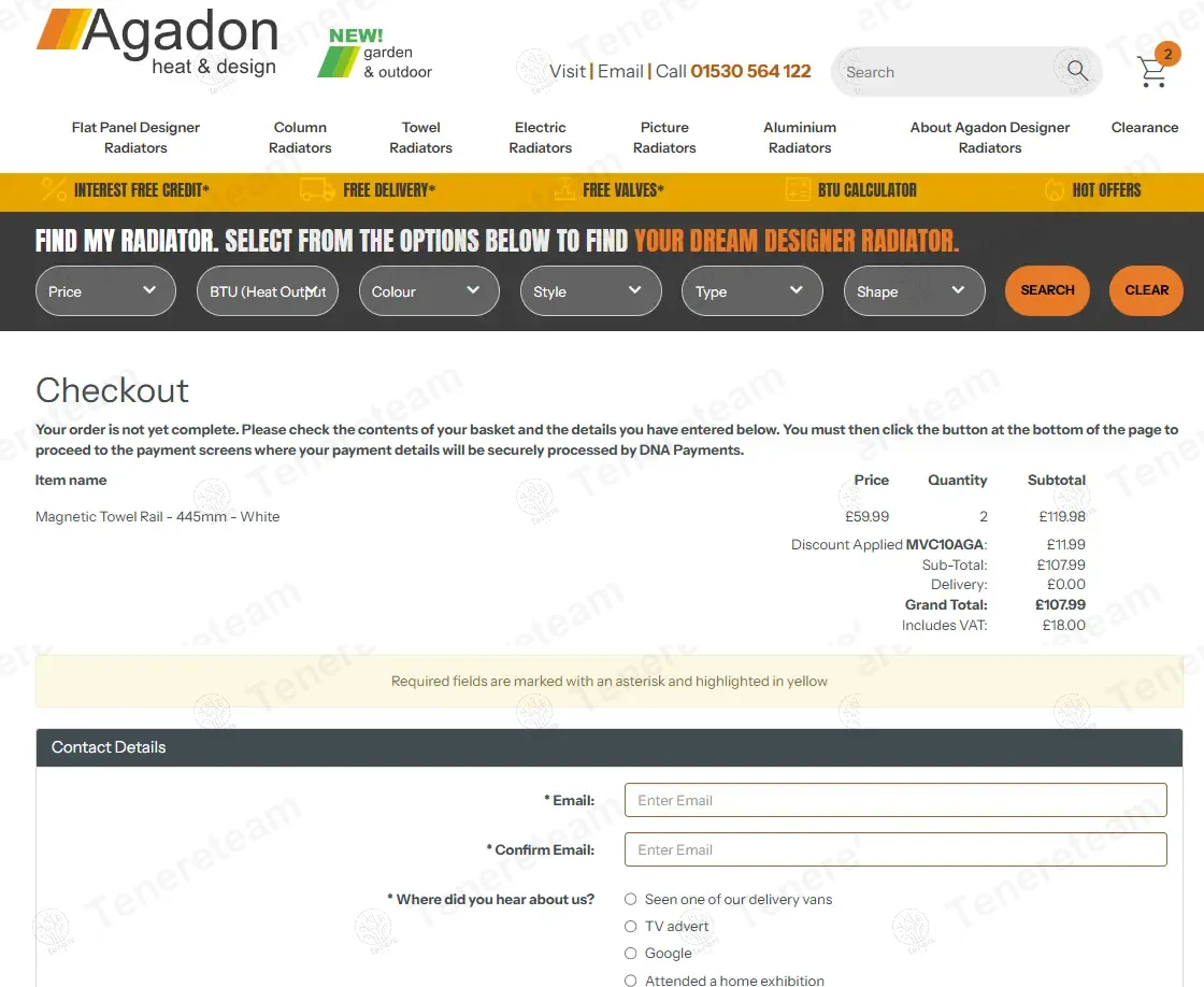 Agadon Designer Radiators UK coupon code: 10% off with MVC10AGA. Tested and valid as 8 months ago.