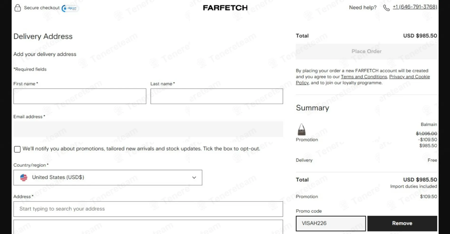 FarFetch coupon code: Sale off with VISAH226. Tested and valid as 2 weeks ago.