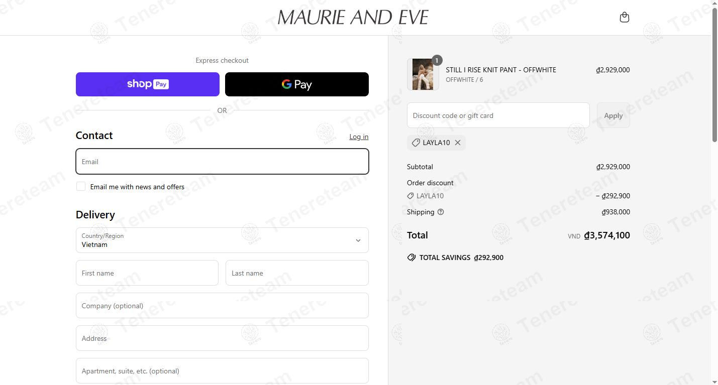 Maurie & Eve coupon code: 10% off with LAYLA10. Tested and valid as 1 year ago.