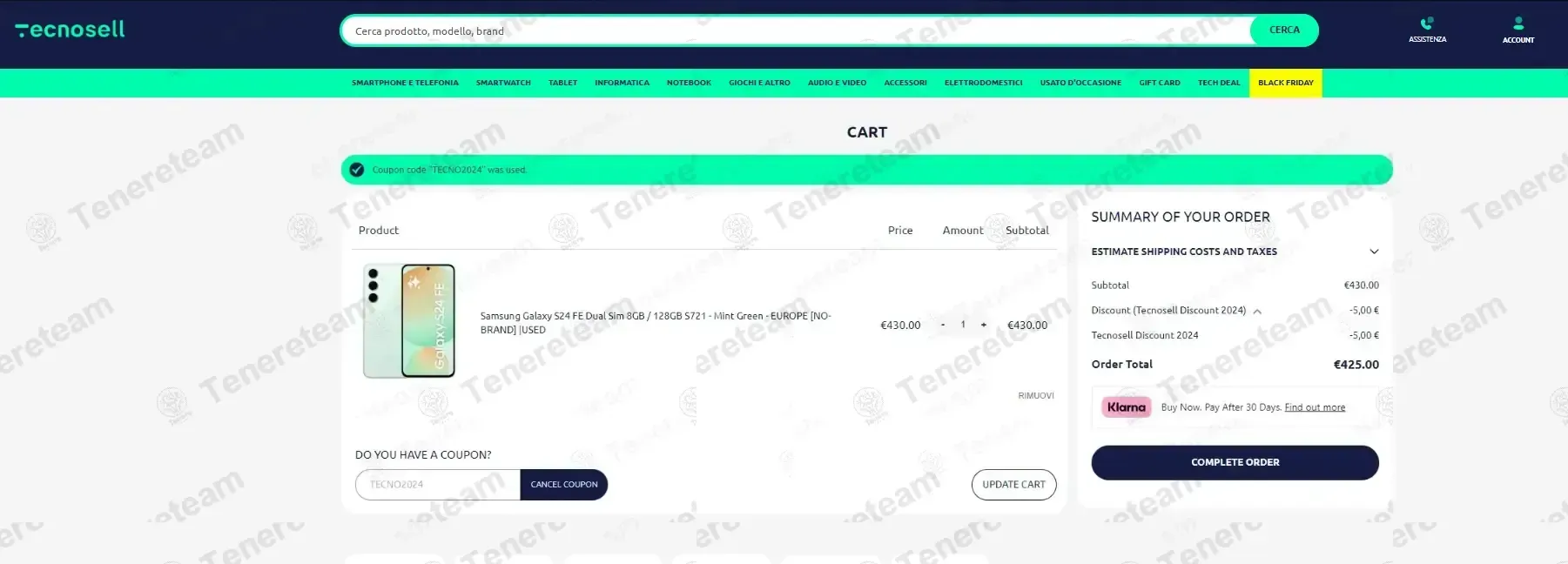 Tecnosell coupon code: €5 off with TECNO2024. Tested and valid as 4 months ago.