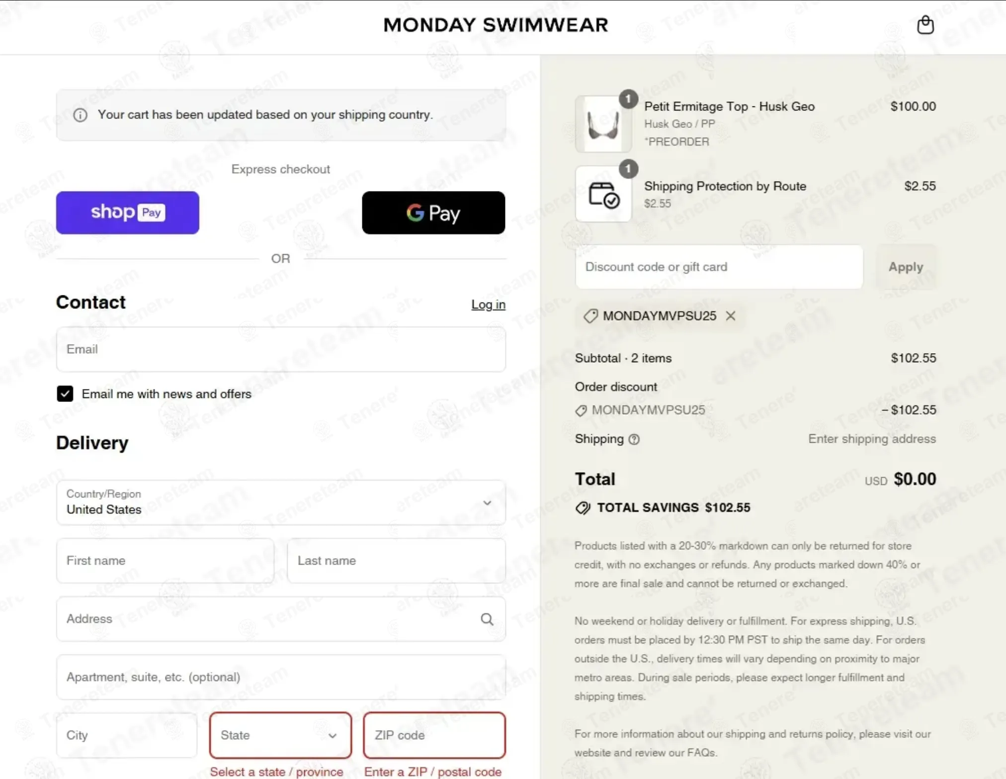 Monday Swimwear coupon code: 15% off with SHOPNOW. Tested and valid as 3 months ago.