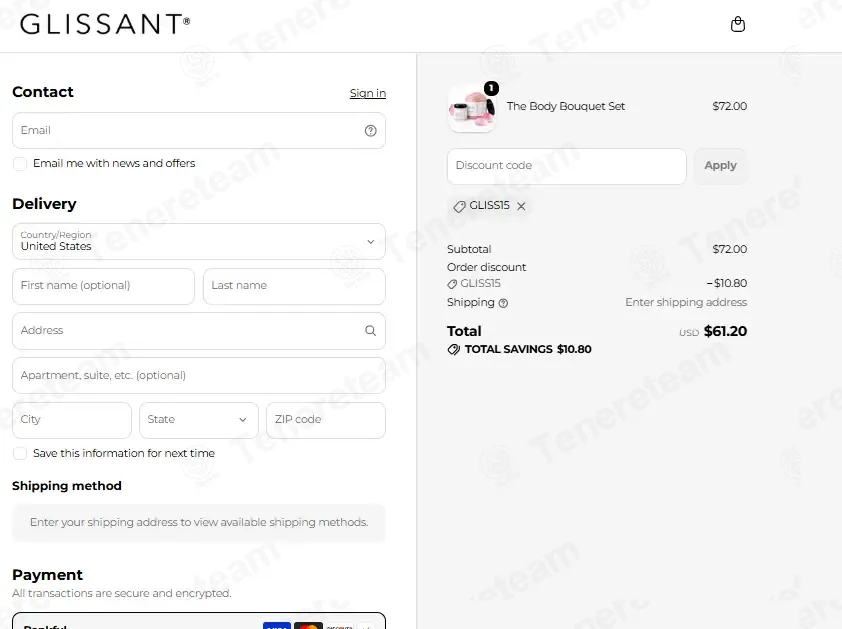 Glissant Love coupon code: 15% off with GLISS15. Tested and valid as 1 week ago.