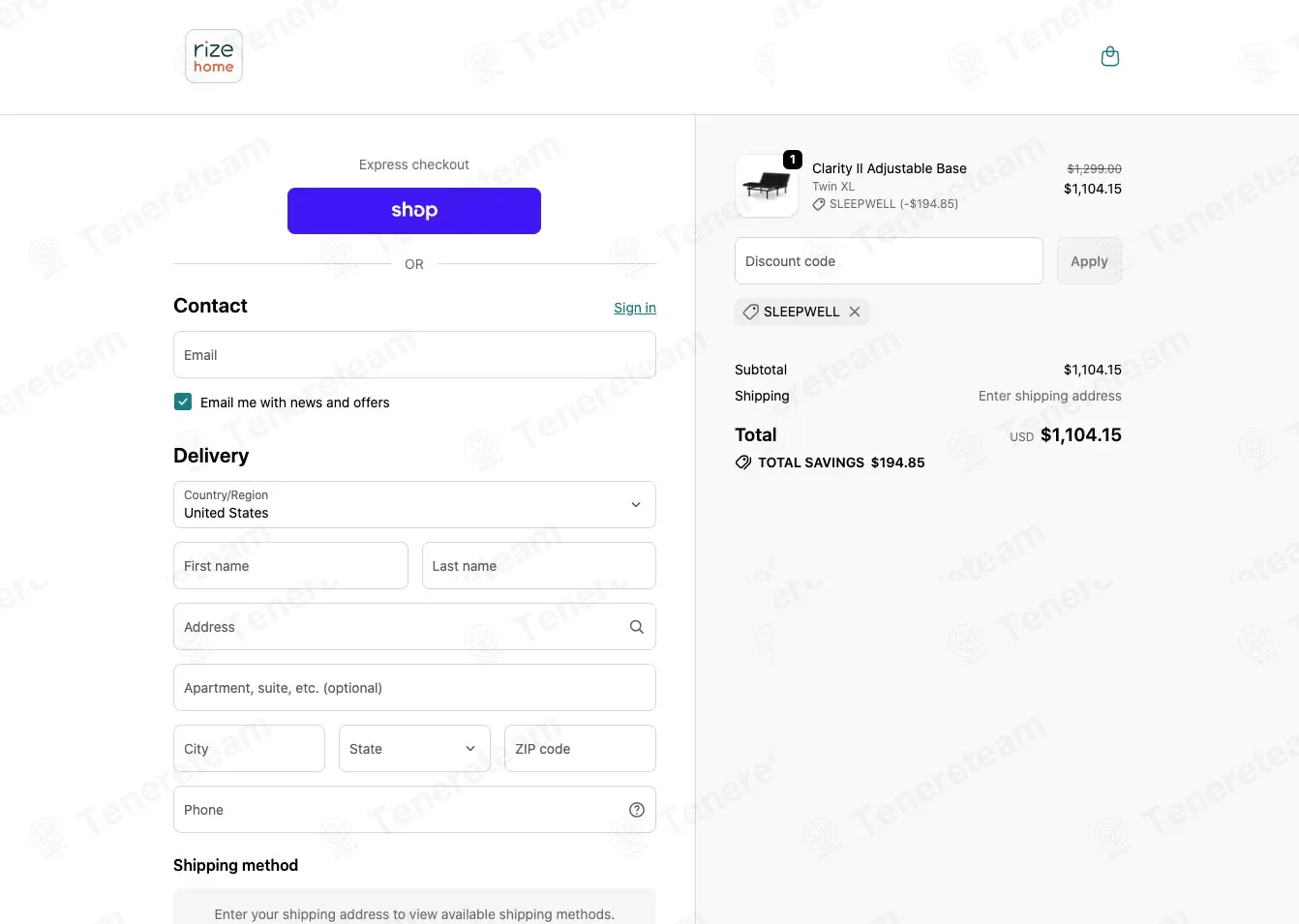 Rize Home coupon code: 15% off with SLEEPWELL. Tested and valid as 2 weeks ago.