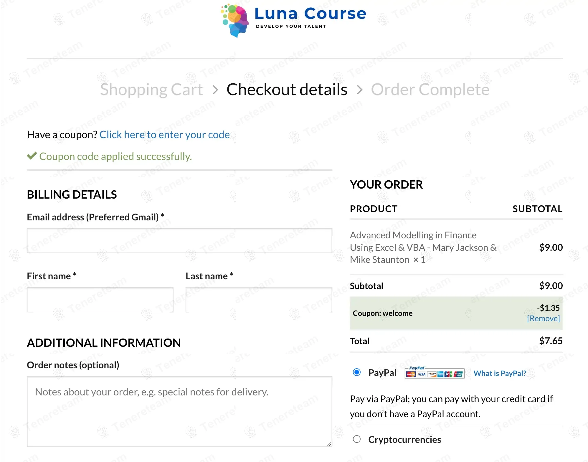 Luna Course coupon code: 15% off with Welcome. Tested and valid as 1 year ago.