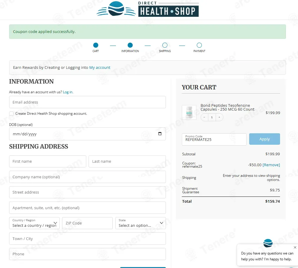 Direct Health Shop coupon code: 25% off with REFERMATE25. Tested and valid as 3 weeks ago.