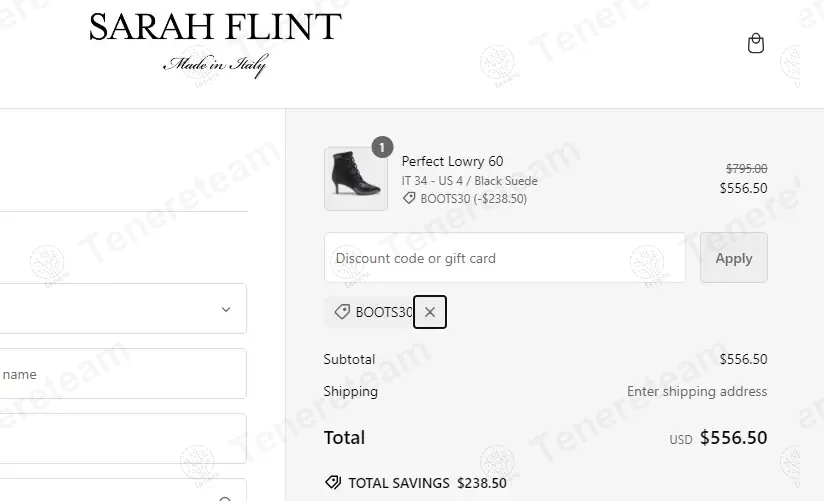 Sarah Flint apply coupon code
