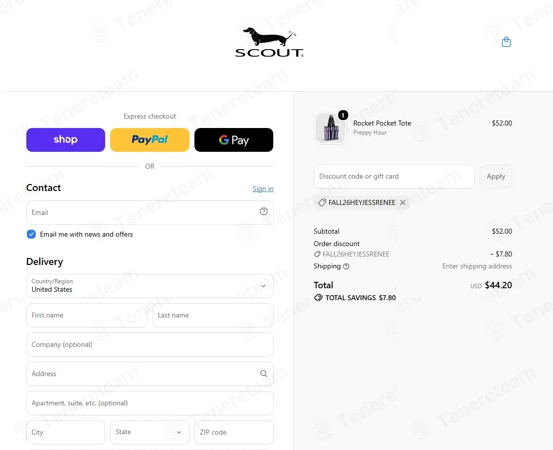 Scout Bags coupon code: 15% off with FALL26HEYJESSRENEE. Tested and valid as 2 days ago.