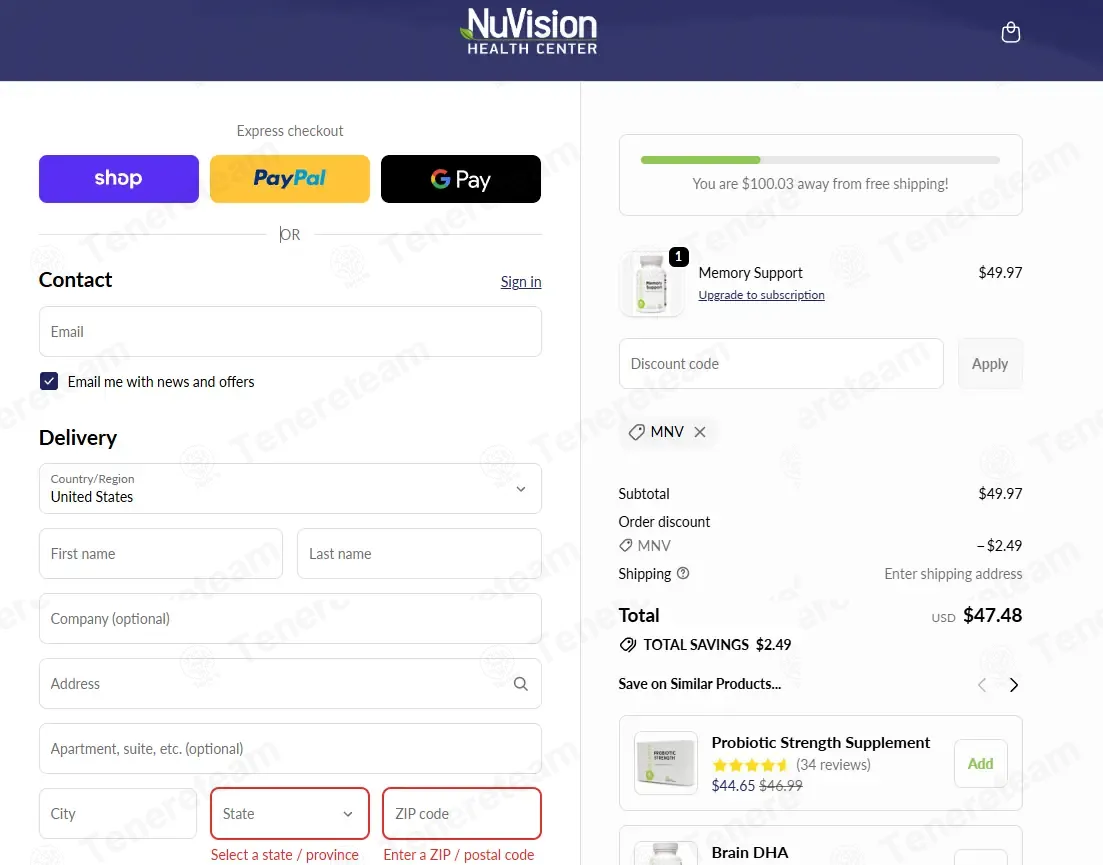 NuVision Health Center coupon code: 5% off with MNV. Tested and valid as 1 week ago.