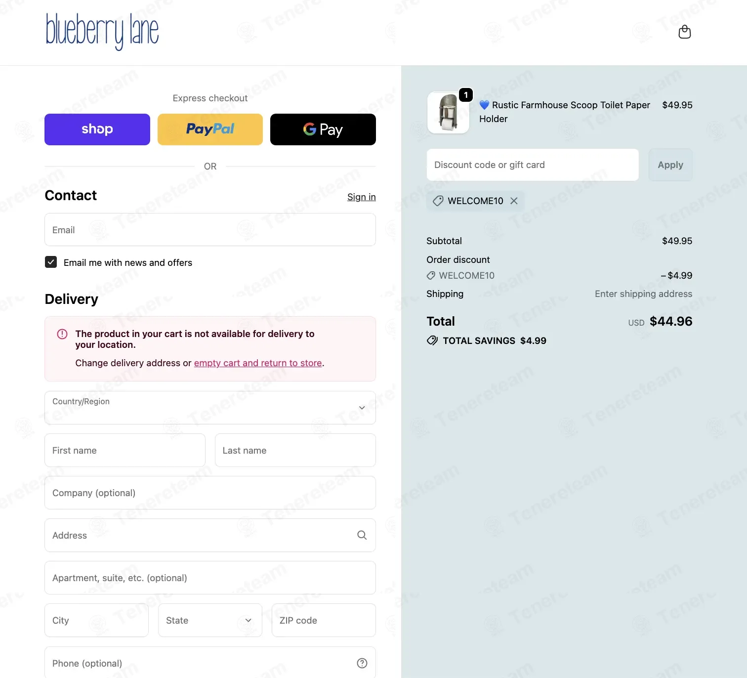 Blueberry Lane Shop coupon code: 10% off with WELCOME10. Tested and valid as 2 weeks ago.