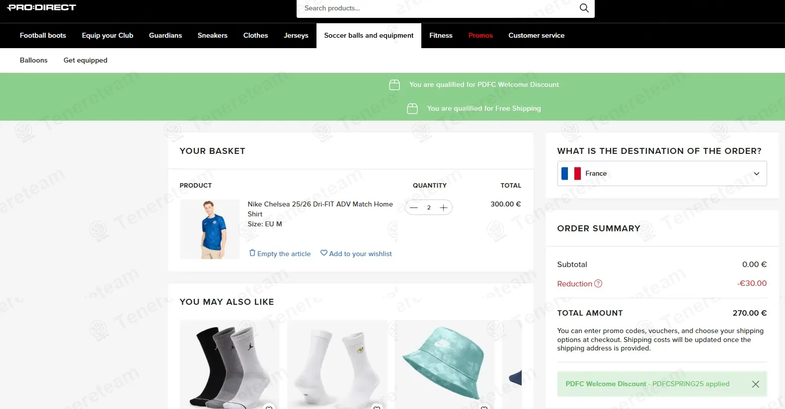 Pro Direct Sport FR coupon code: €30 off with PDFCSPRING25. Tested and valid as 1 year ago.