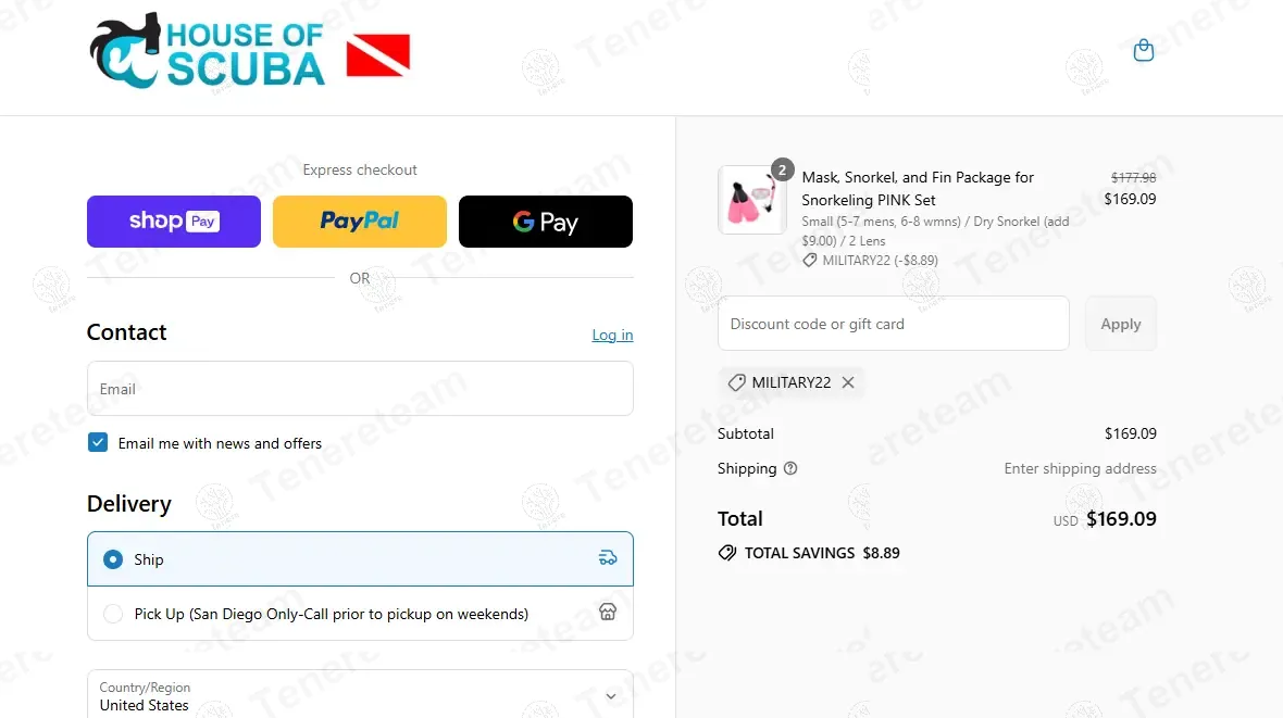House of Scuba coupon code: 5% off with MILITARY22. Tested and valid as 9 months ago.