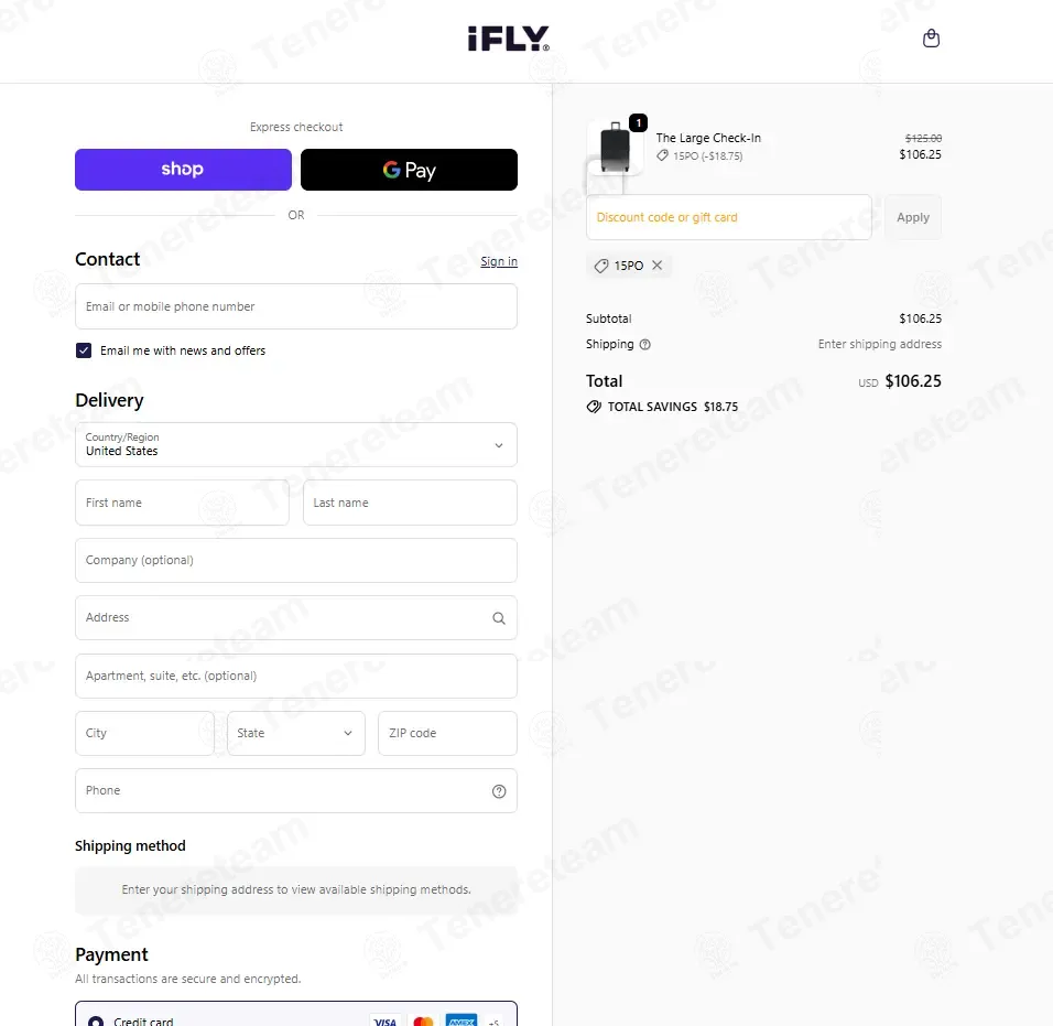 IFly Luggage coupon code: 15% off with 15PO. Tested and valid as 3 months ago.