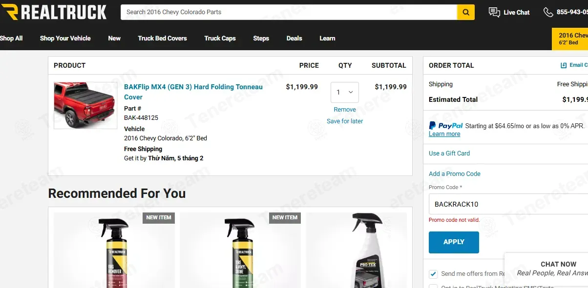 RealTruck coupon code: 10% off with BACKRACK10. Tested and valid as 1 month ago.