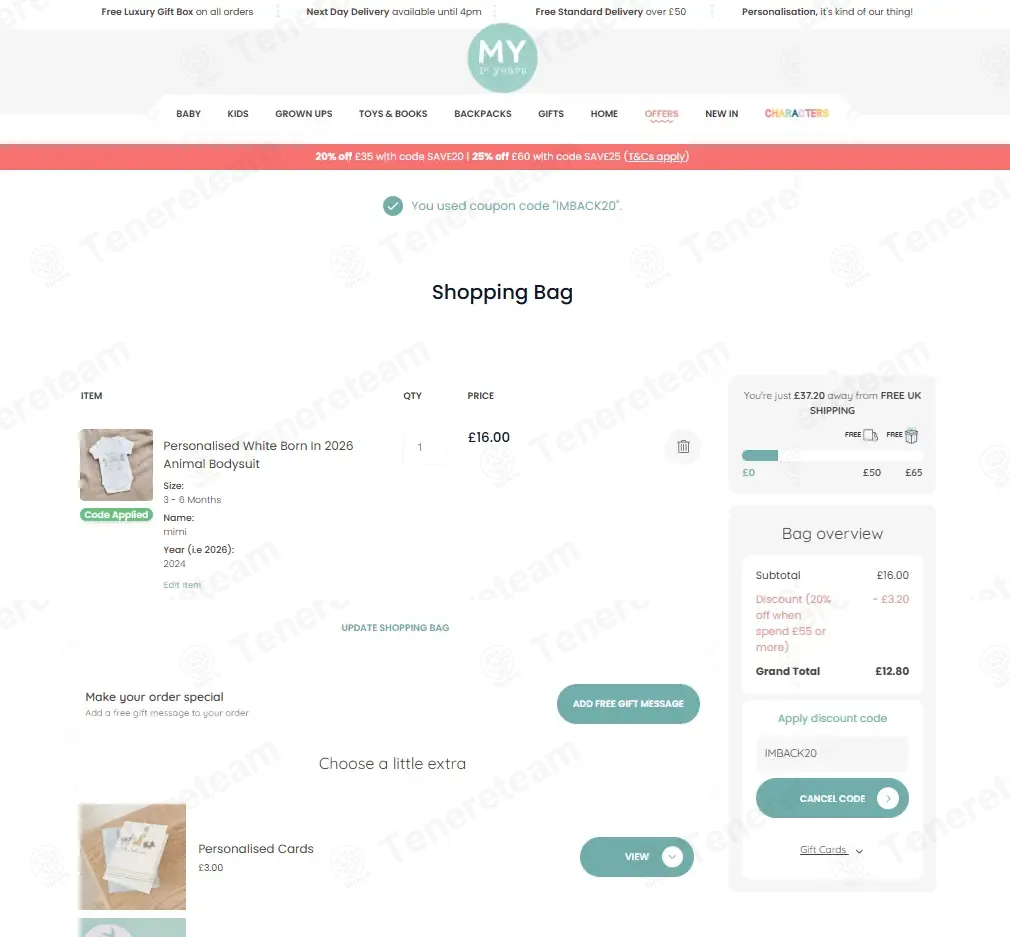 My1stYears coupon code re-checked and confirmed working at checkout