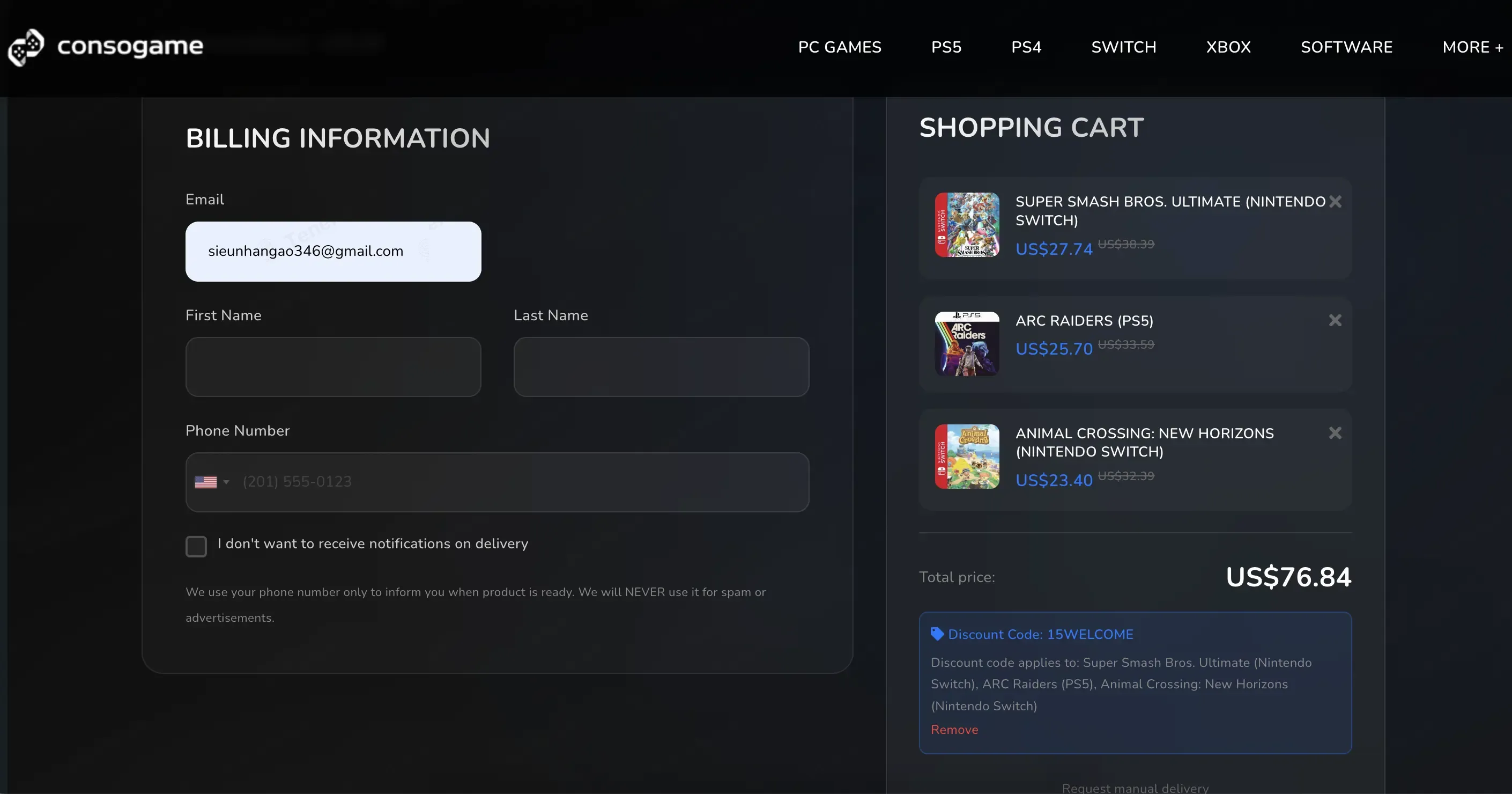 Consogame coupon code verified as working at checkout
