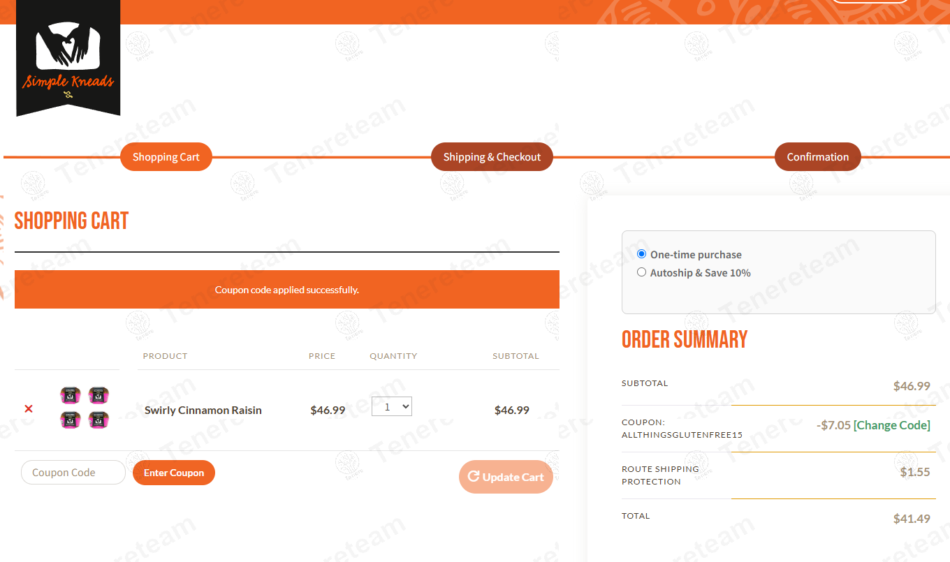 Simple Kneads coupon code: 15% off with ALLTHINGSGLUTENFREE15. Tested and valid as 1 year ago.