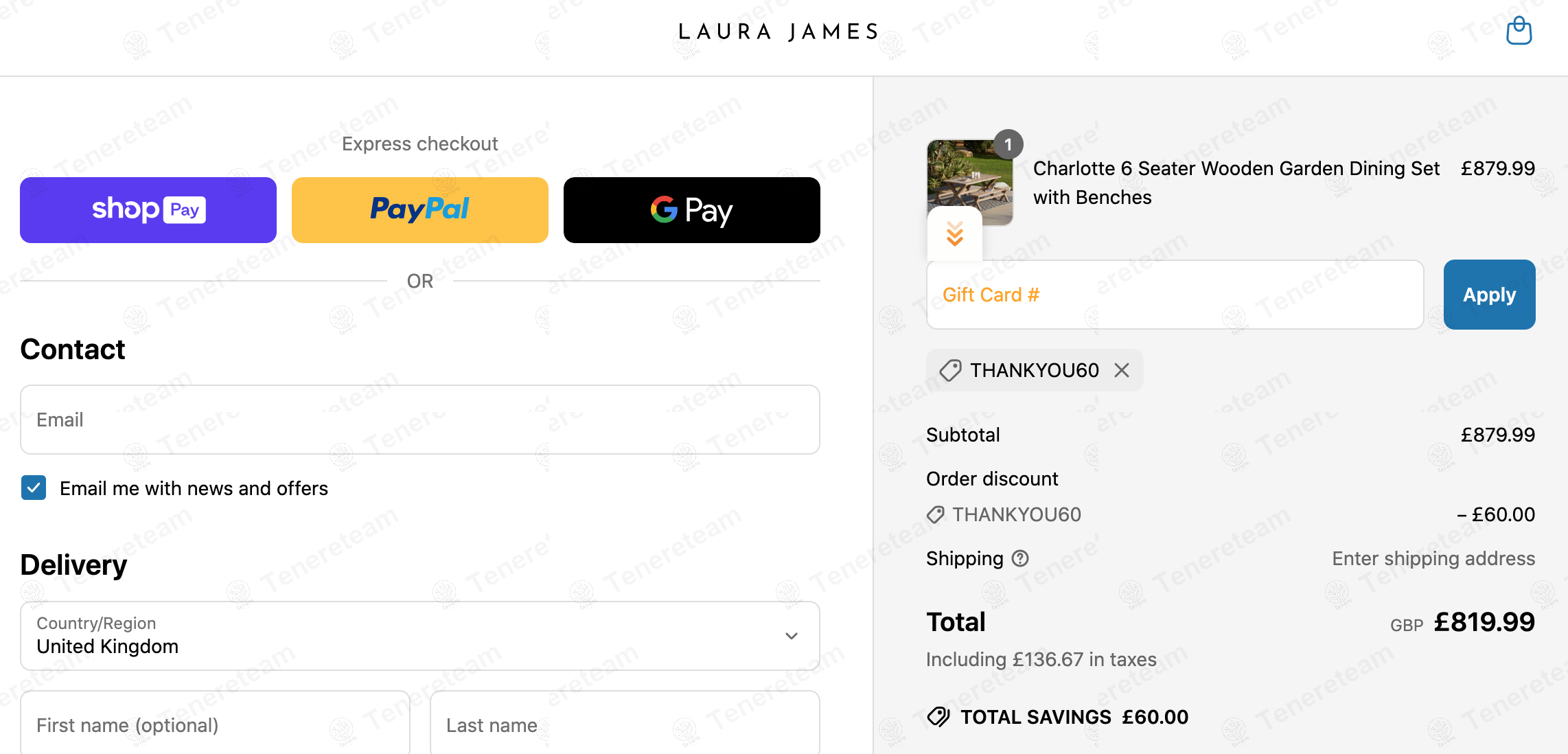 Laura James coupon code: £60 off with THANKYOU60. Tested and valid as 8 months ago.