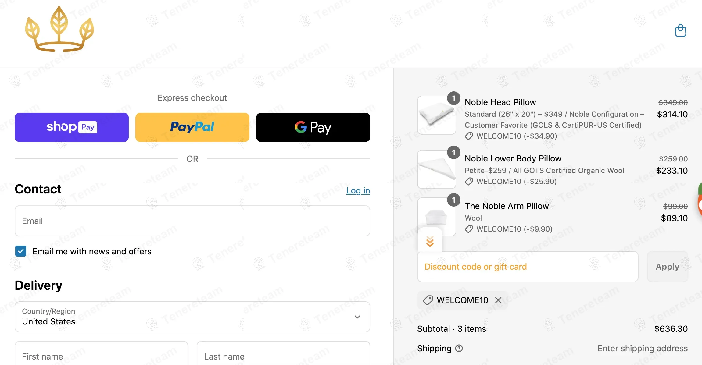 Noble Pillow apply coupon code