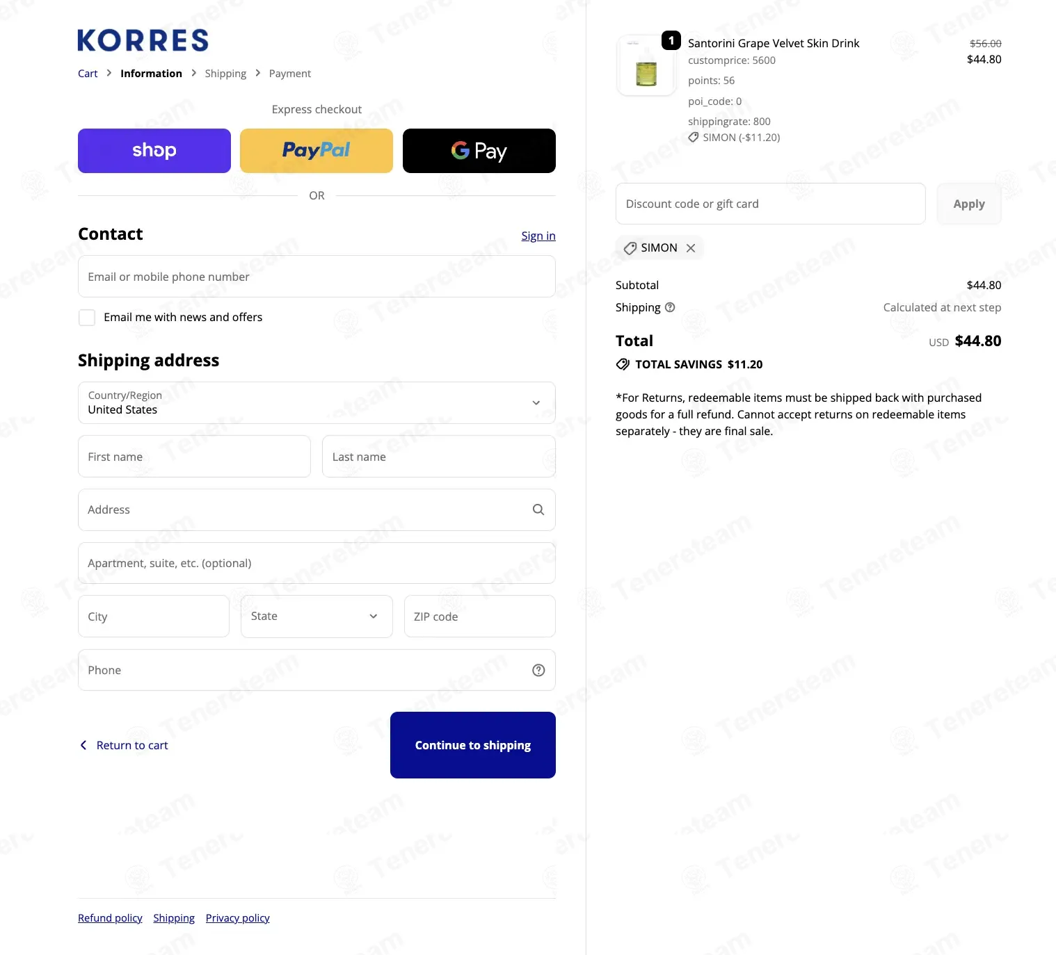 Korres coupon code: 20% off with SIMON. Tested and valid as 4 weeks ago.