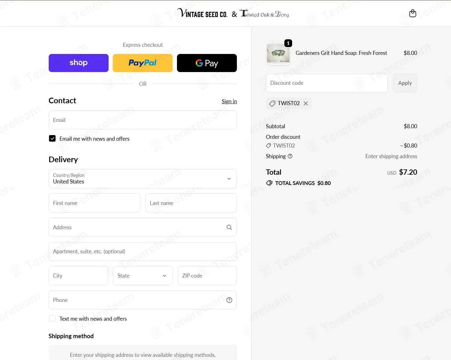 Vintage Seed Co coupon code: 10% off with TWIST02. Tested and valid as 3 weeks ago.