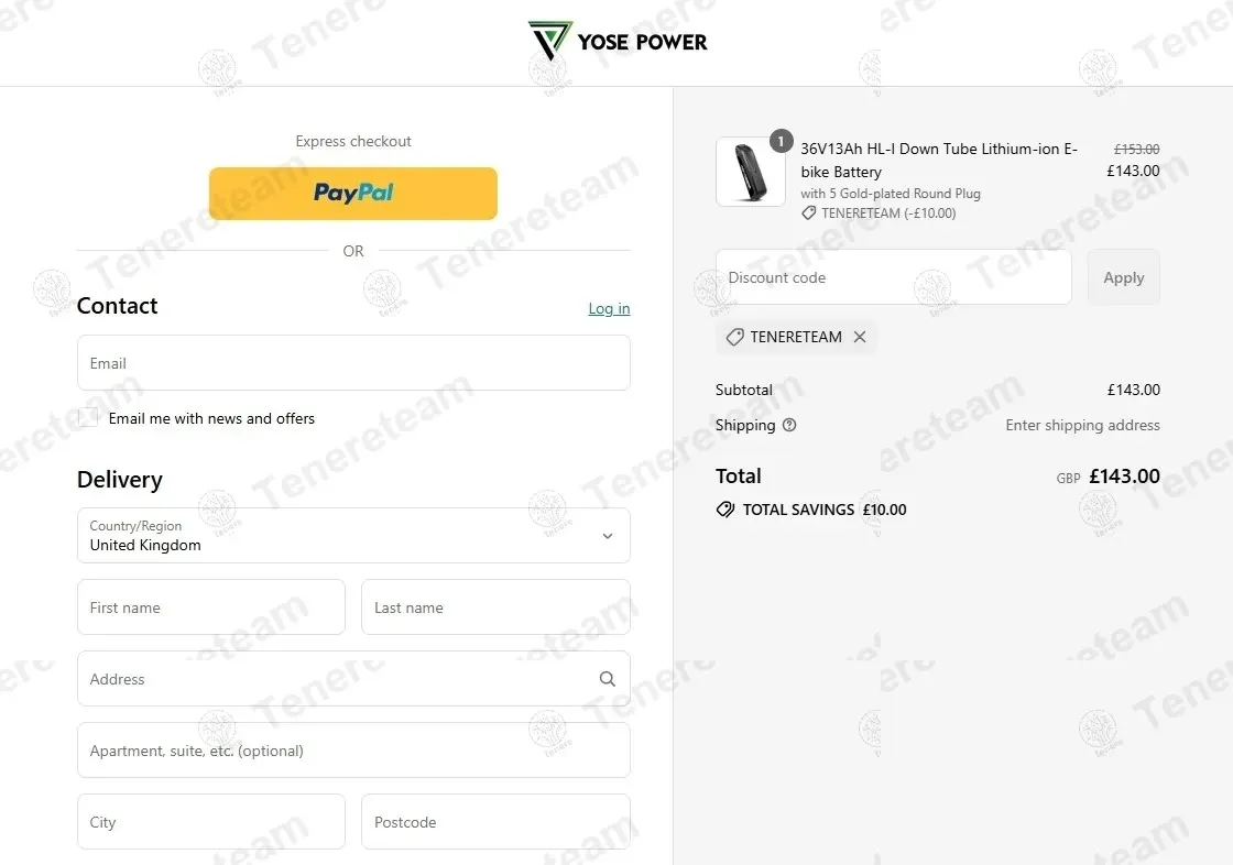 Yose Power UK coupon code: £10 off with TENERETEAM. Tested and valid as 1 month ago.