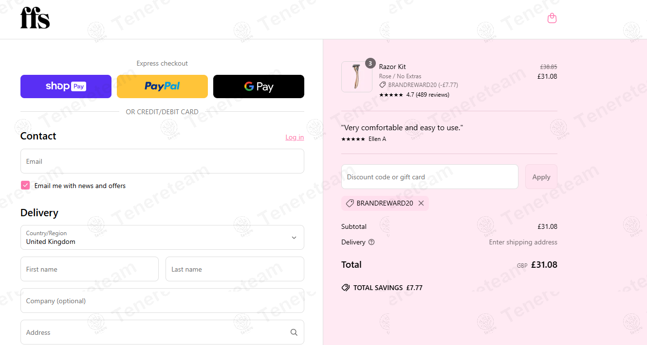 FFS Beauty coupon code: 20% off with BRANDREWARD20. Tested and valid as 1 year ago.