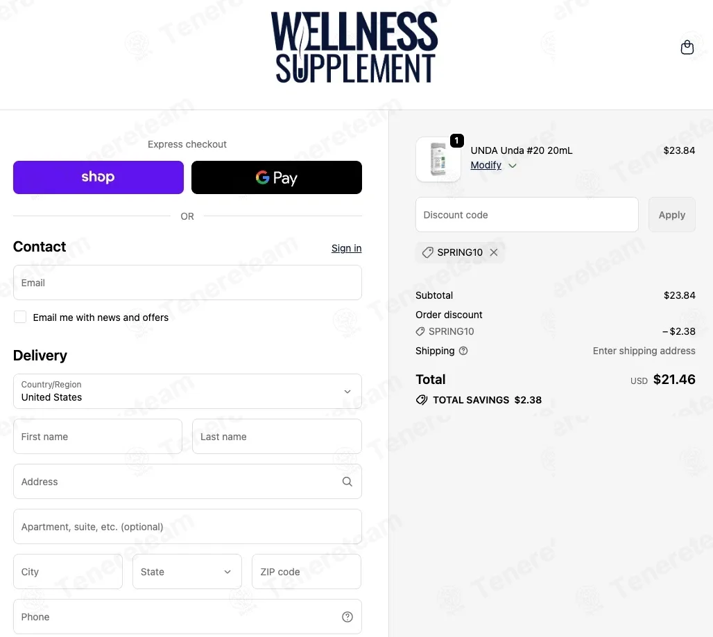 Wellness Supplement coupon code: 10% off with SPRING10. Tested and valid as 8 hours ago.