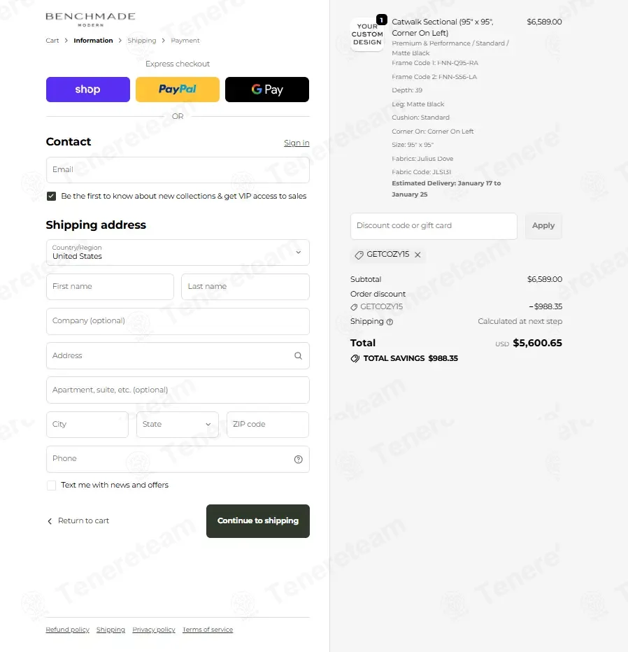 BenchMade Modern coupon code: 15% off with GETCOZY15. Tested and valid as 1 month ago.