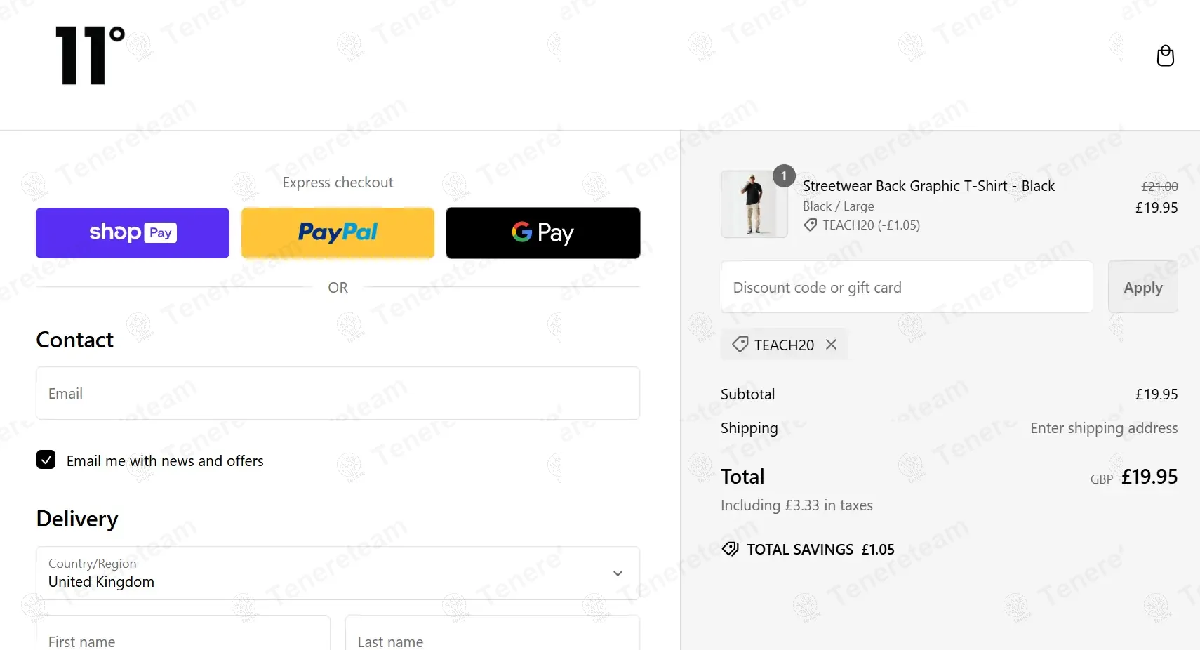 11 Degrees coupon code: 20% off with TEACH20. Tested and valid as 1 year ago.