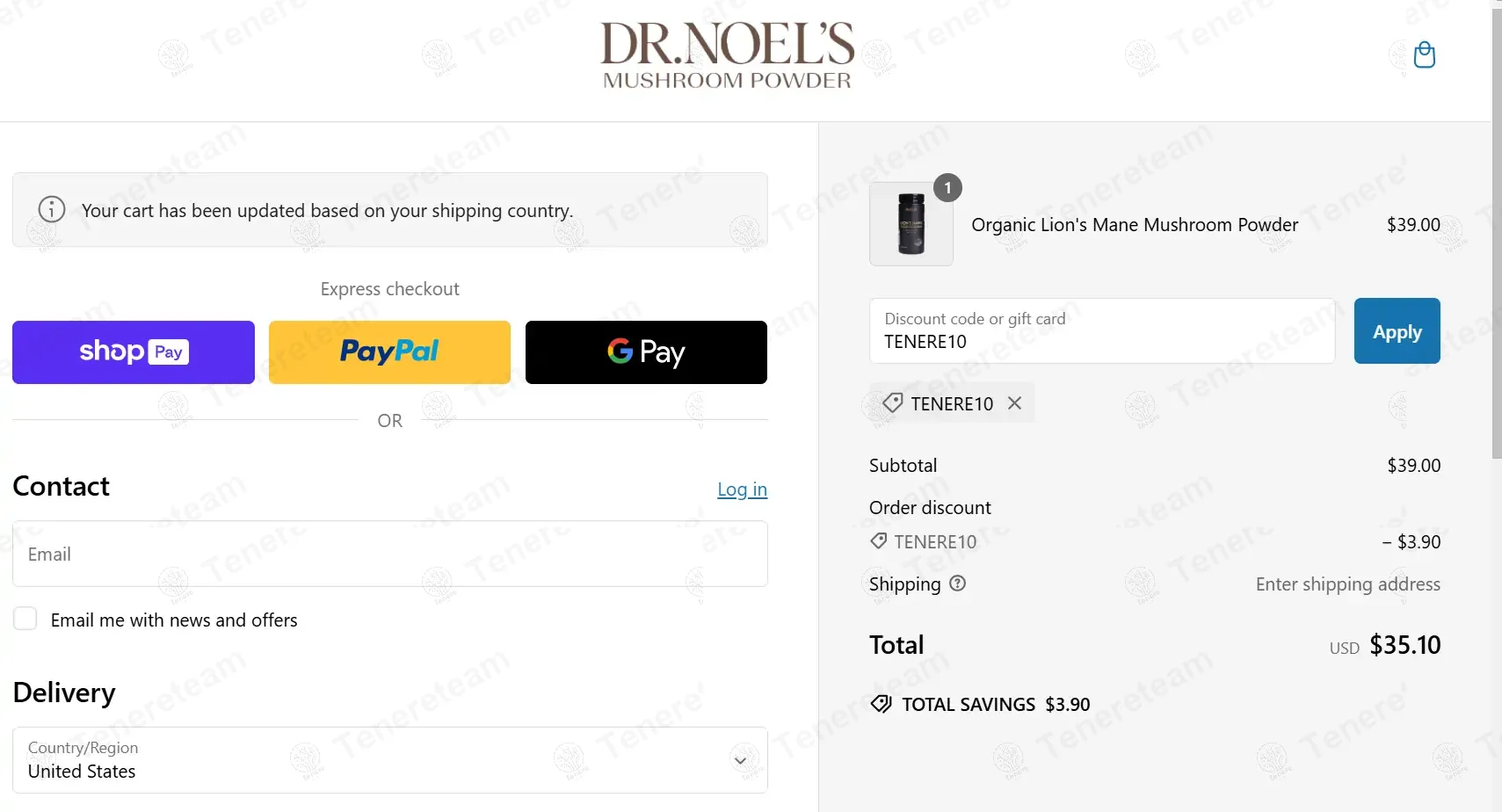 Dr. Noel's Mushroom Powder coupon code re-checked and confirmed working at checkout