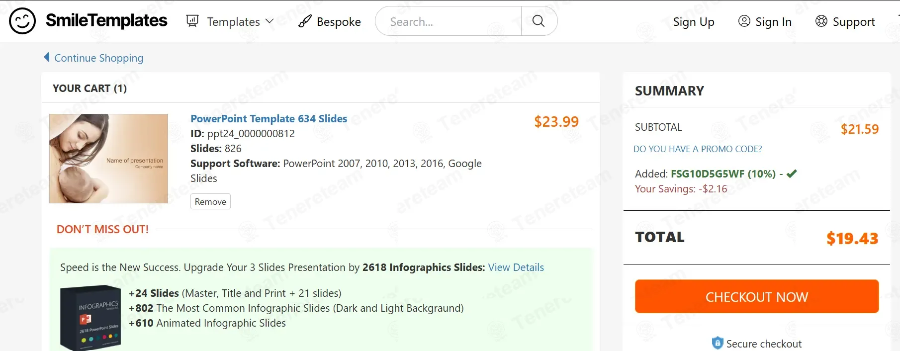 Smile Templates coupon code: 10% off with FSG10D5G5WF. Tested and valid as 1 month ago.