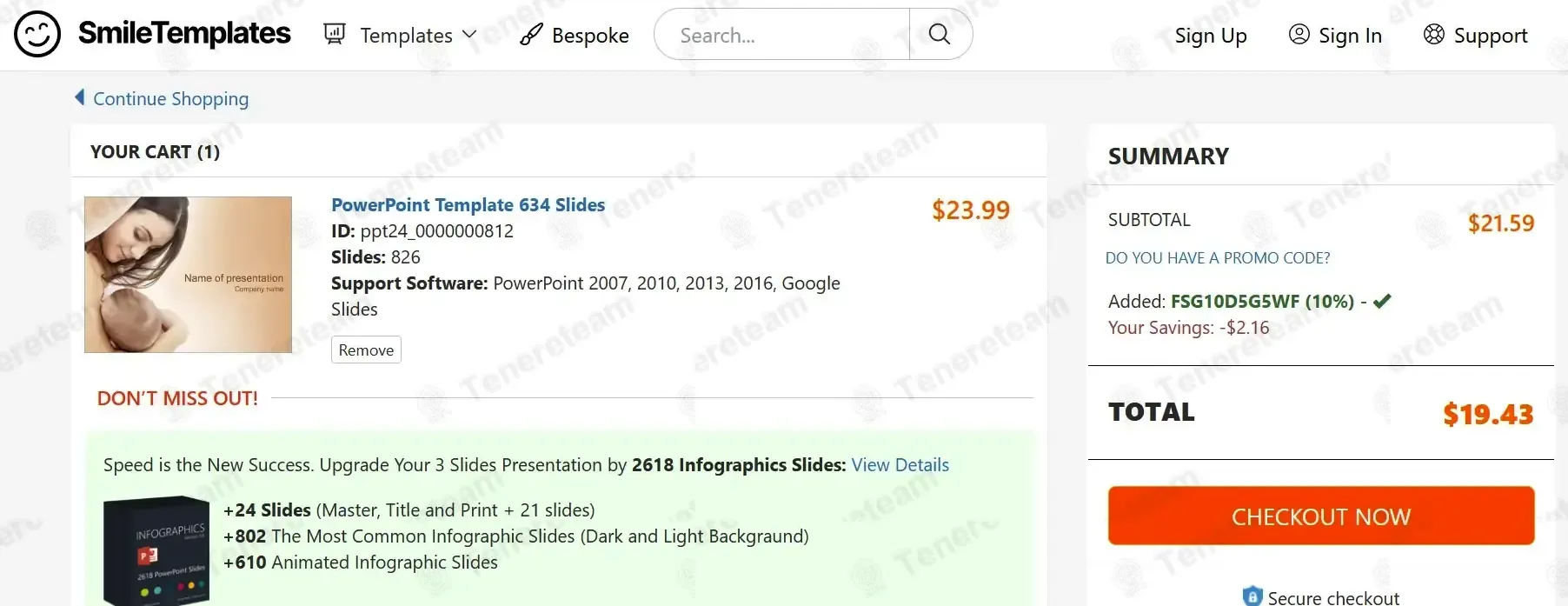 Smile Templates coupon code: 10% off with FSG10D5G5WF. Tested and valid as 1 month ago.