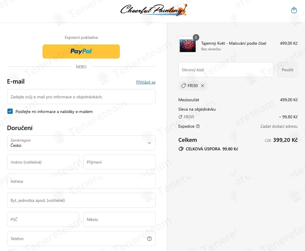 Cheerful Painting CZ coupon code: 20% off with FRI30. Tested and valid as 1 year ago.