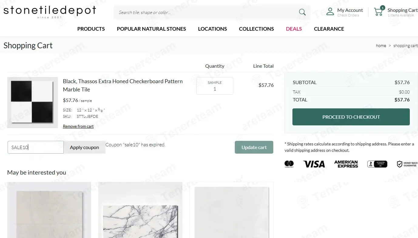 Stone Tile Depot coupon code: 10% off with SALE10. Tested and valid as 1 month ago.