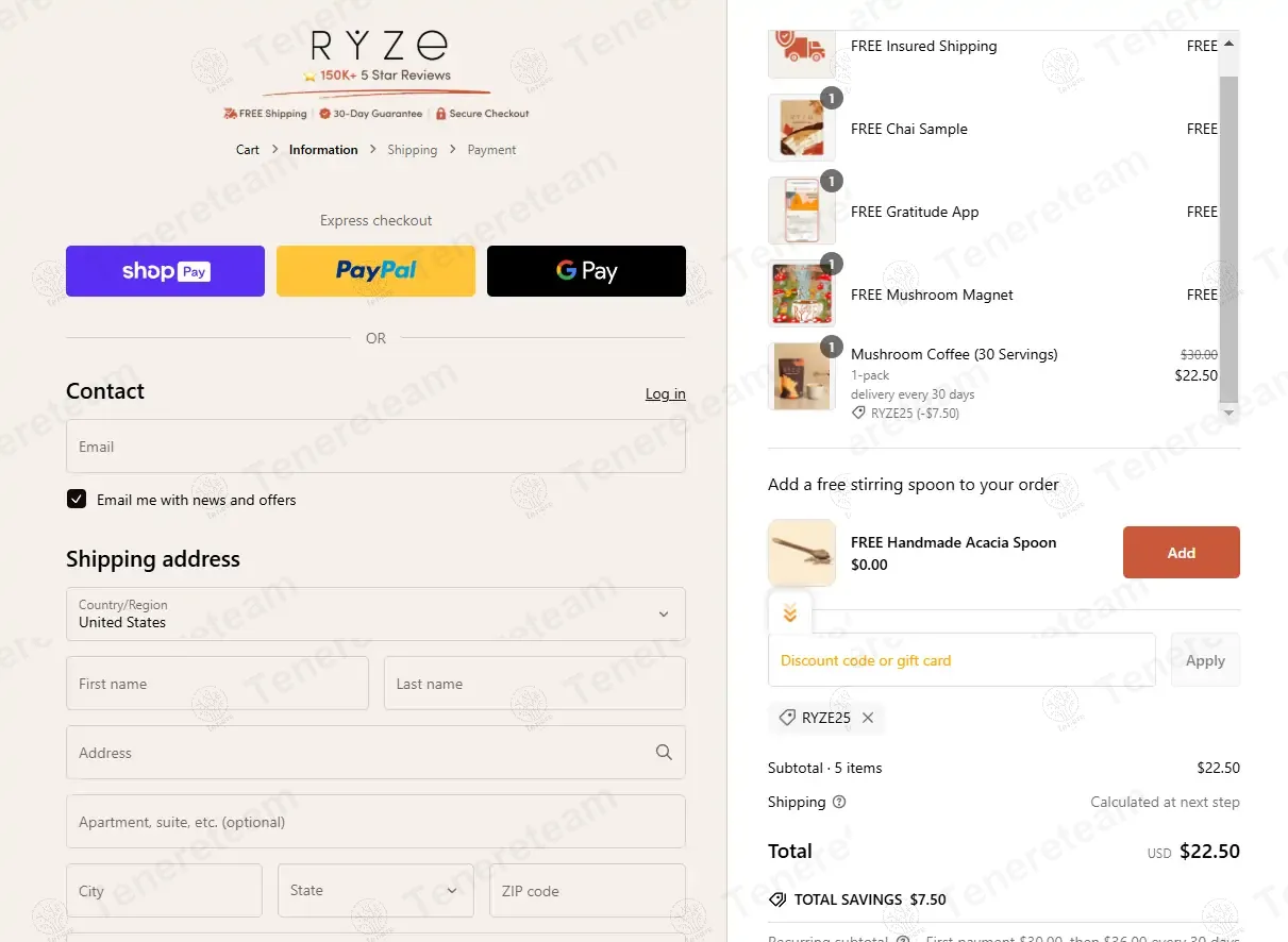 Ryze Superfoods coupon code: 25% off with RYZE25. Tested and valid as 2 months ago.