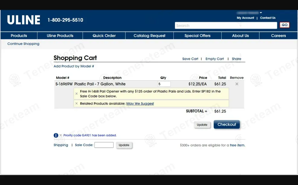 Uline coupon code: Sale off with GA921. Tested and valid as 1 year ago.