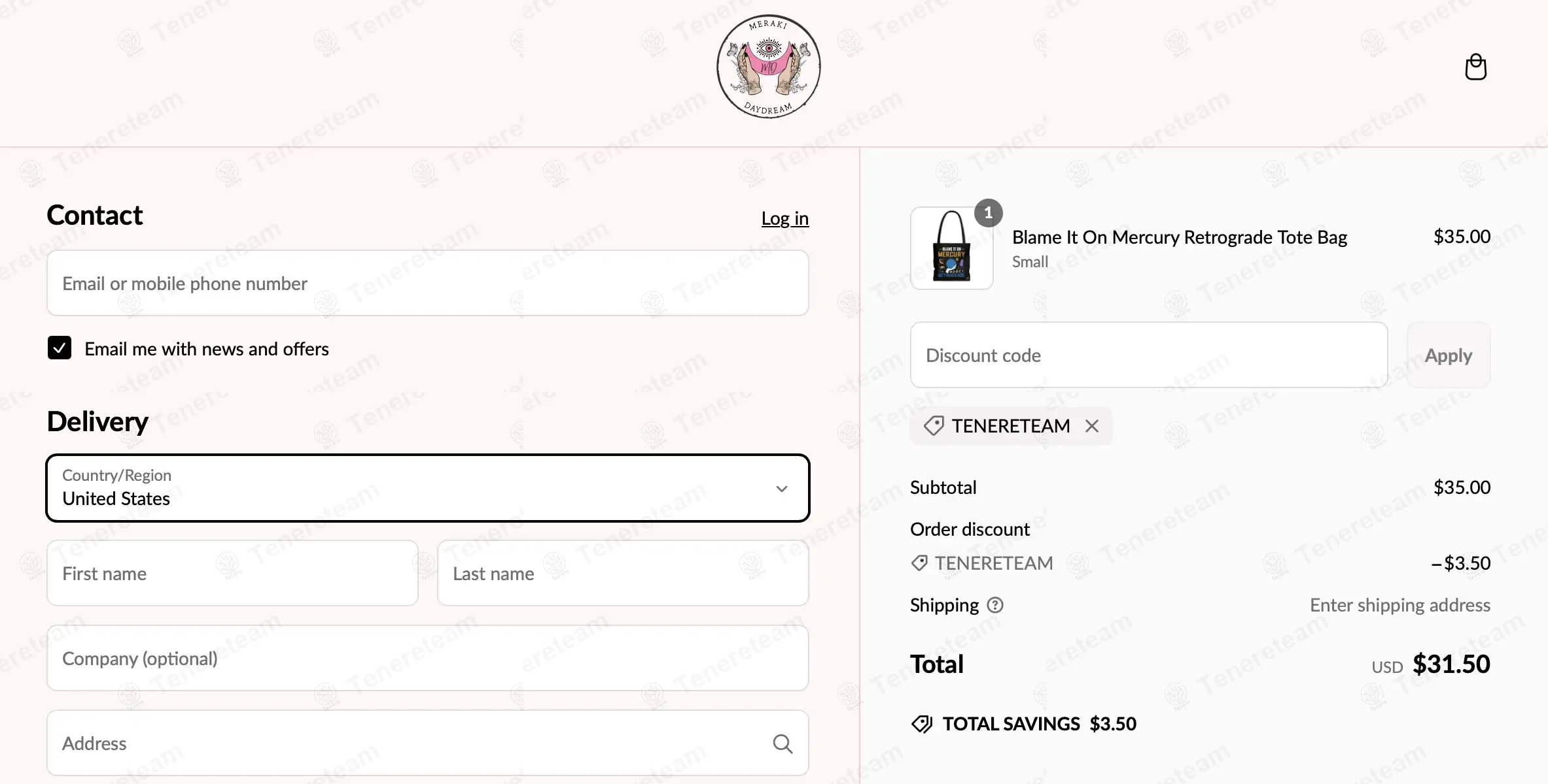 Meraki Daydream coupon code: 10% off with TENERETEAM. Tested and valid as 1 year ago.
