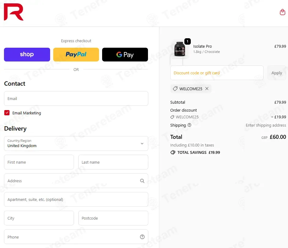 Reflex Nutrition coupon code: 25% off with WELCOME25. Tested and valid as 8 months ago.