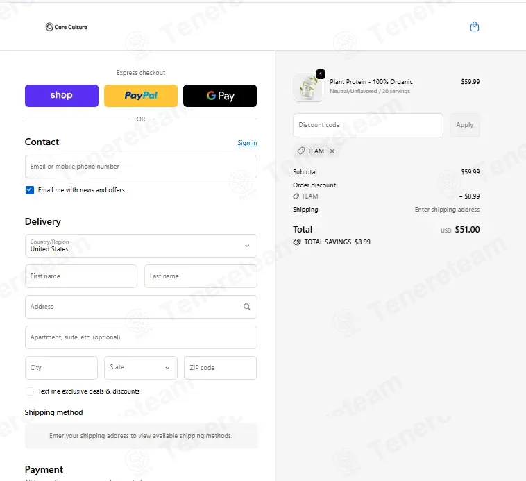 Core Culture coupon code: 15% off with TEAM. Tested and valid as 2 months ago.