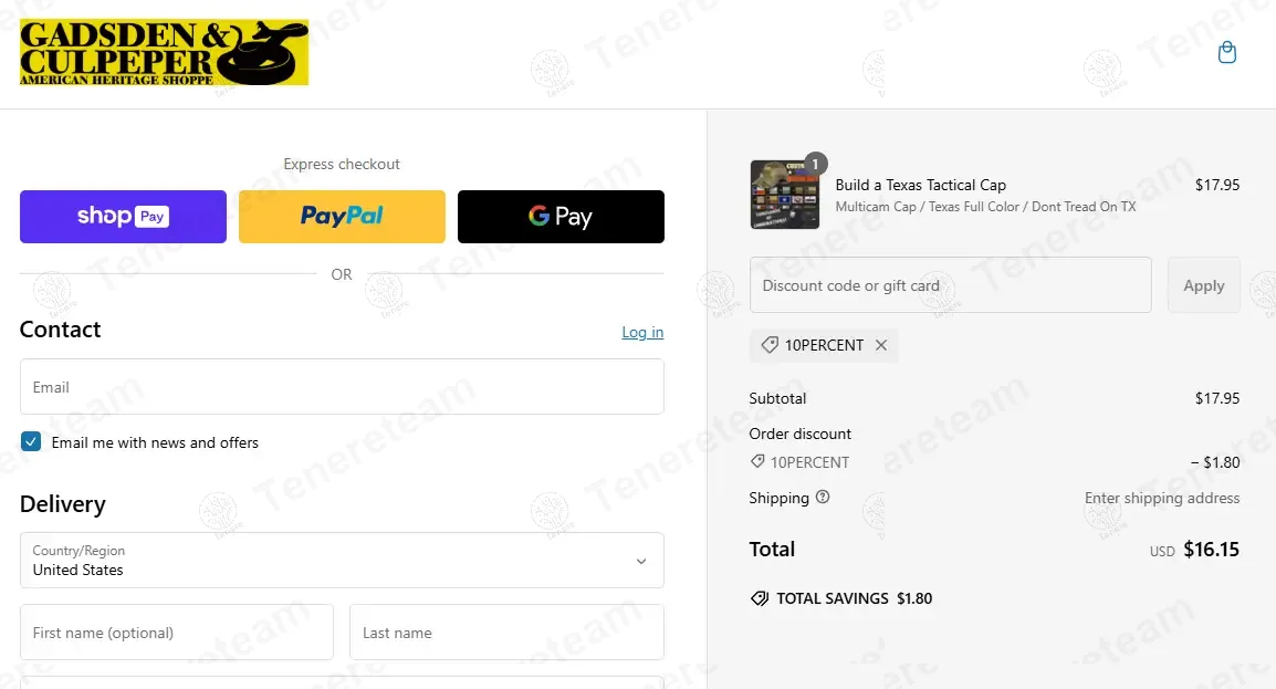 Gadsden And Culpeper coupon code: 10% off with 10PERCENT. Tested and valid as 11 months ago.