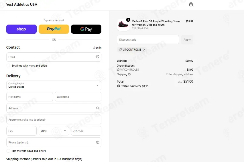 Yes Athletics USA coupon code: 15% off with VIPCONTROL35. Tested and valid as 3 weeks ago.